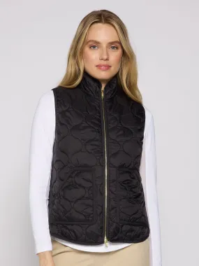 Double Zipper Padded Vest In Black