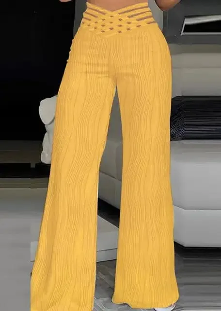 Elegant High Waist Flared Pants