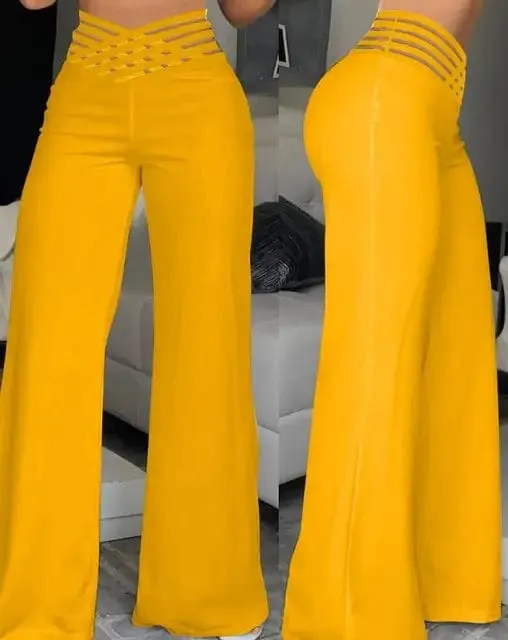 Elegant High Waist Flared Pants