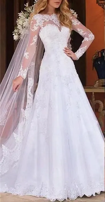 Elegant Lace A Line Wedding Gown All Sizes/Colors