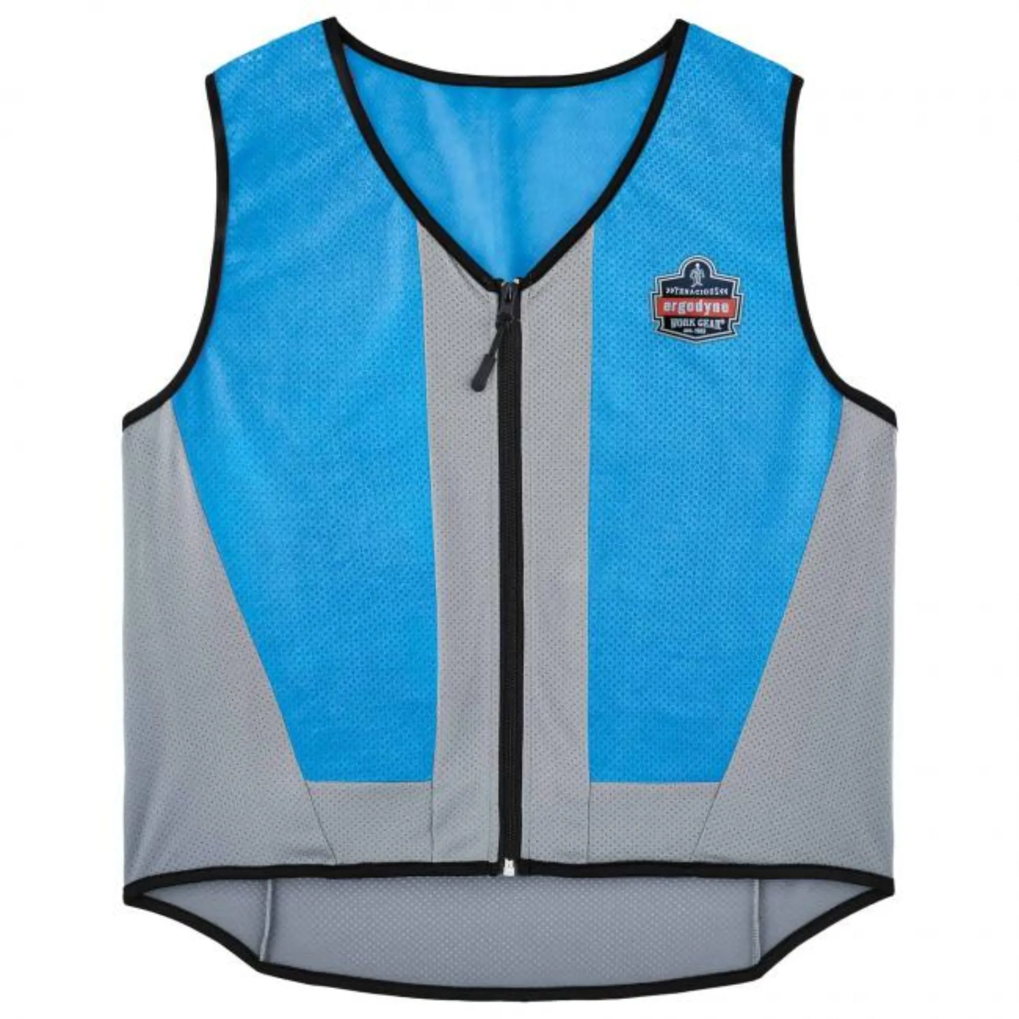 Ergodyne Chill-Its 6667 Wet Evaporative Cooling Vest - PVA, Zipper Closure, Blue, 1 Each