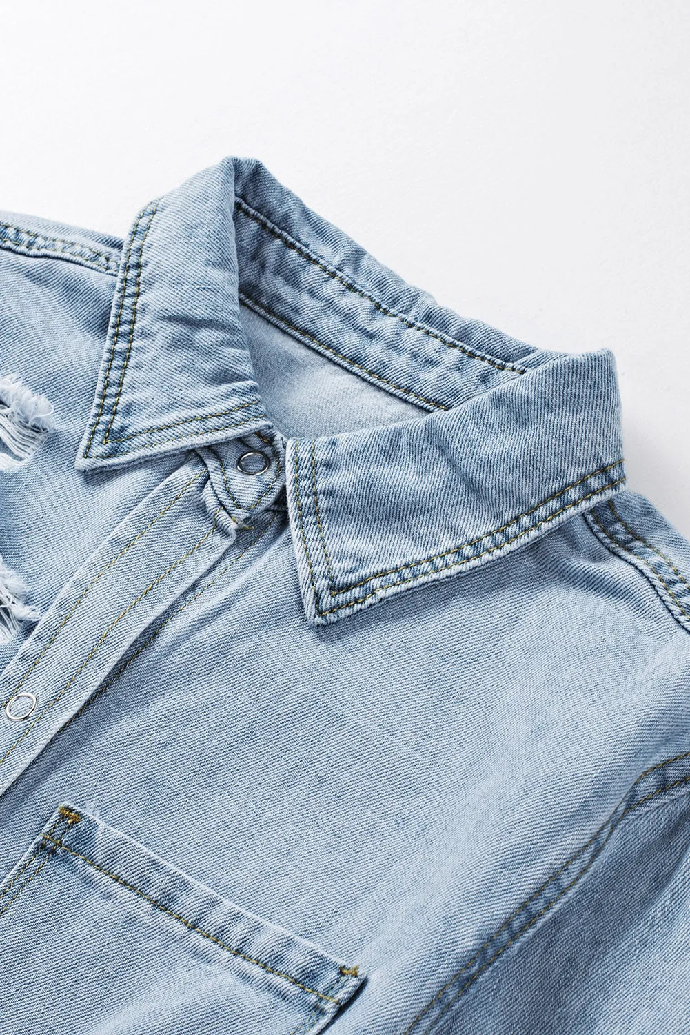 Fade Blue Ripped Denim Jacket