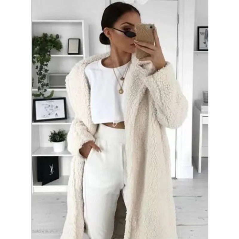 Faux Fur Teddy Coat Women Autumn Casual Plus Size Long Jacket Female Thick Warm Winter Outwear Oversize Fur mujer chaqueta