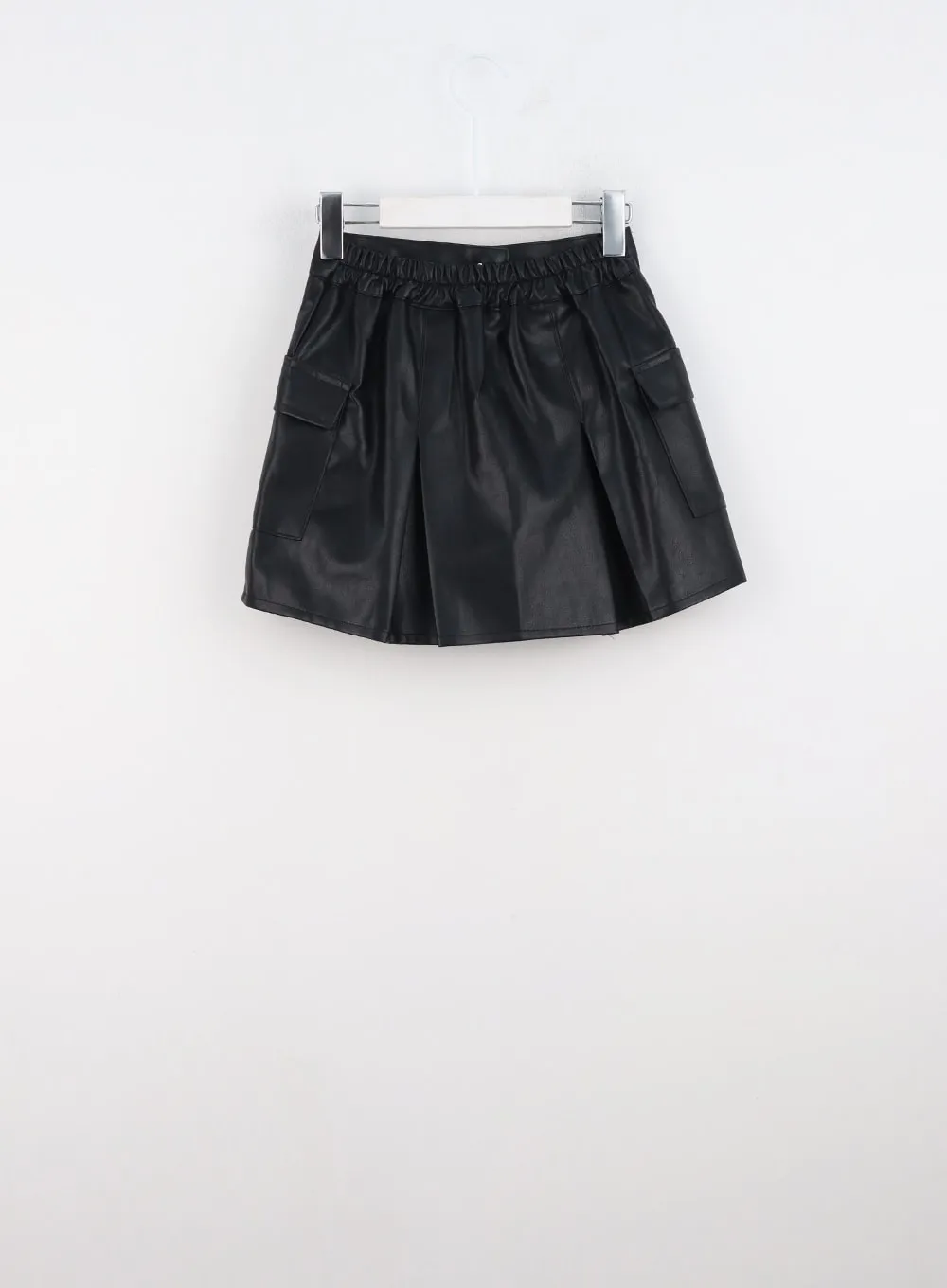 Faux Leather Pleated Mini Skirt CN317