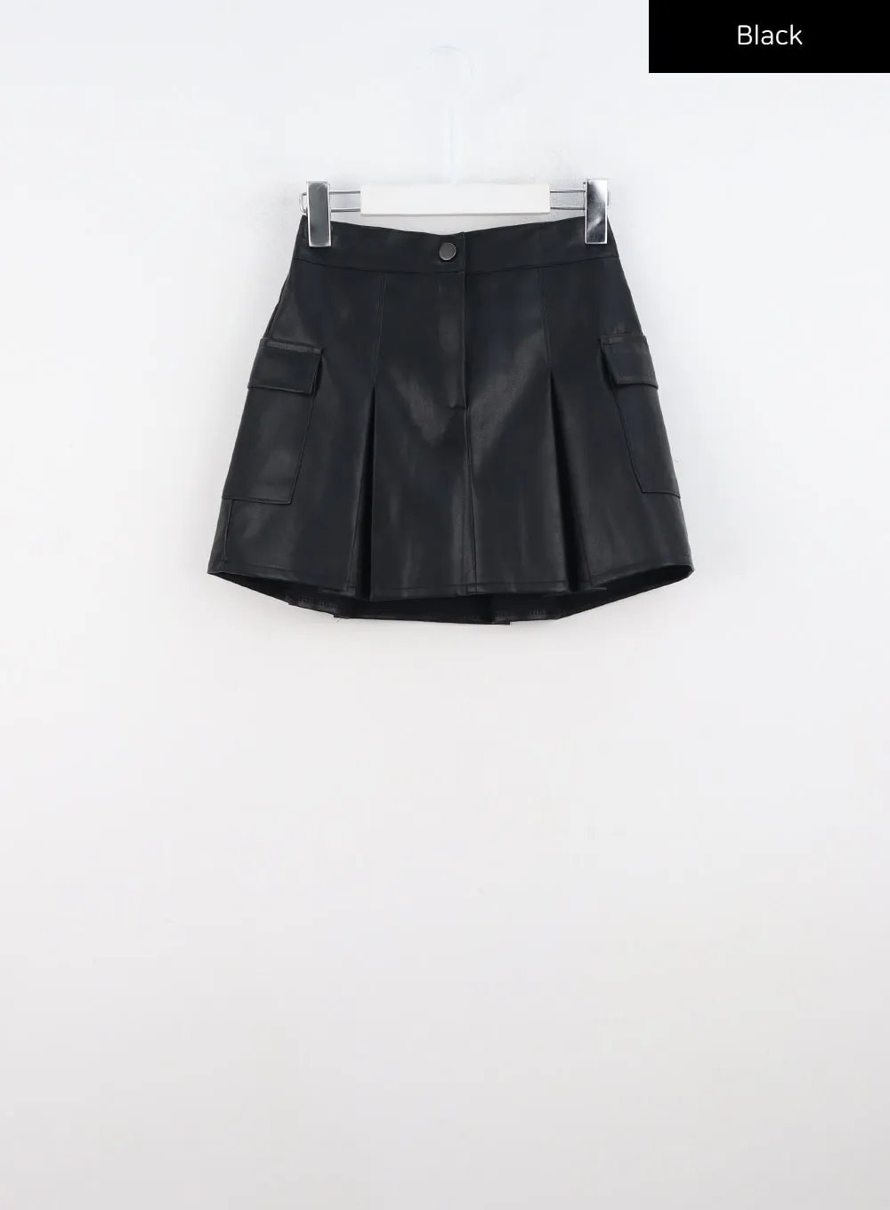 Faux Leather Pleated Mini Skirt CN317