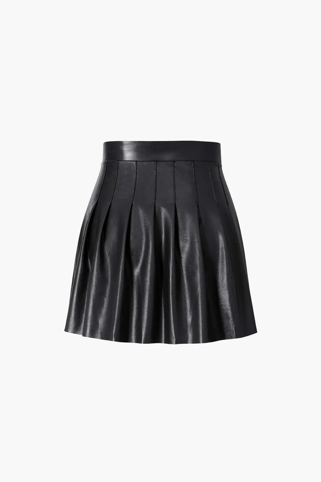 Faux Leather Pleated Mini Skirt