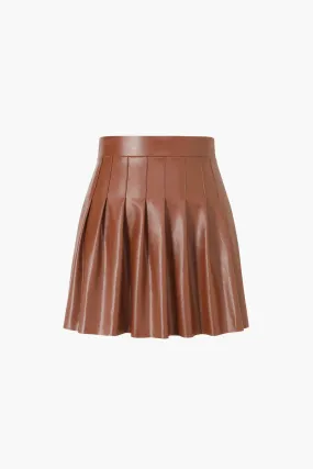 Faux Leather Pleated Mini Skirt