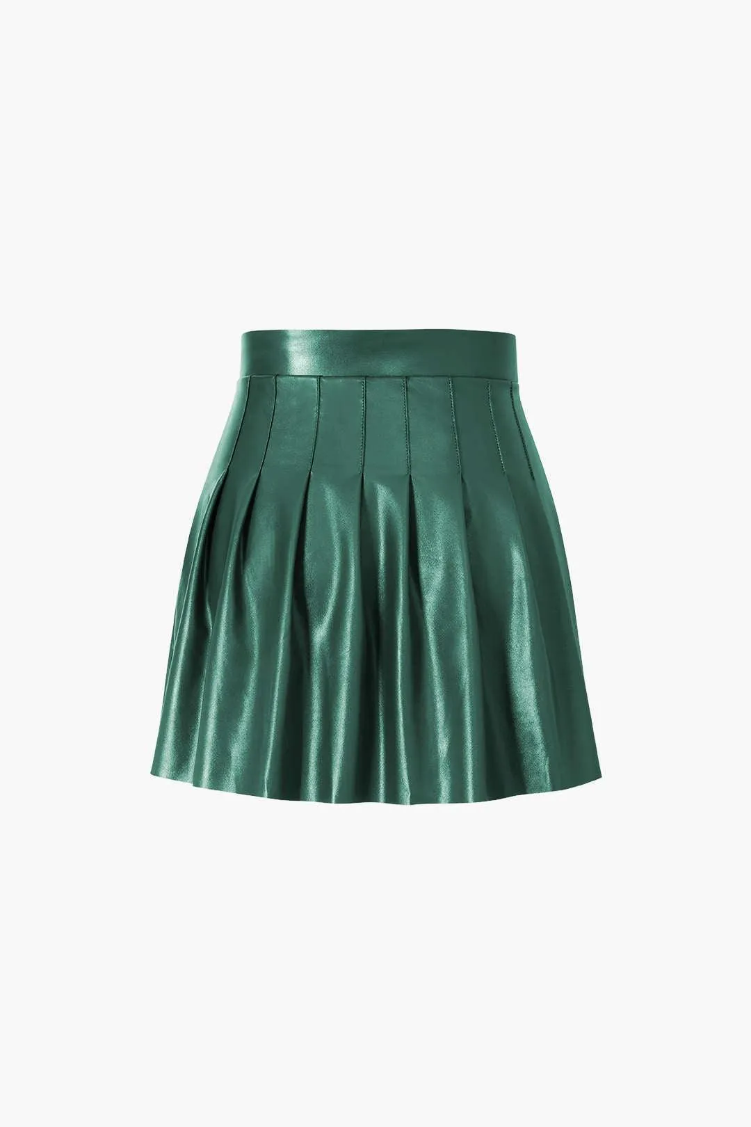 Faux Leather Pleated Mini Skirt