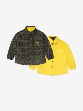 Fendi Kids Reversible FF Logo Shacket in Yellow