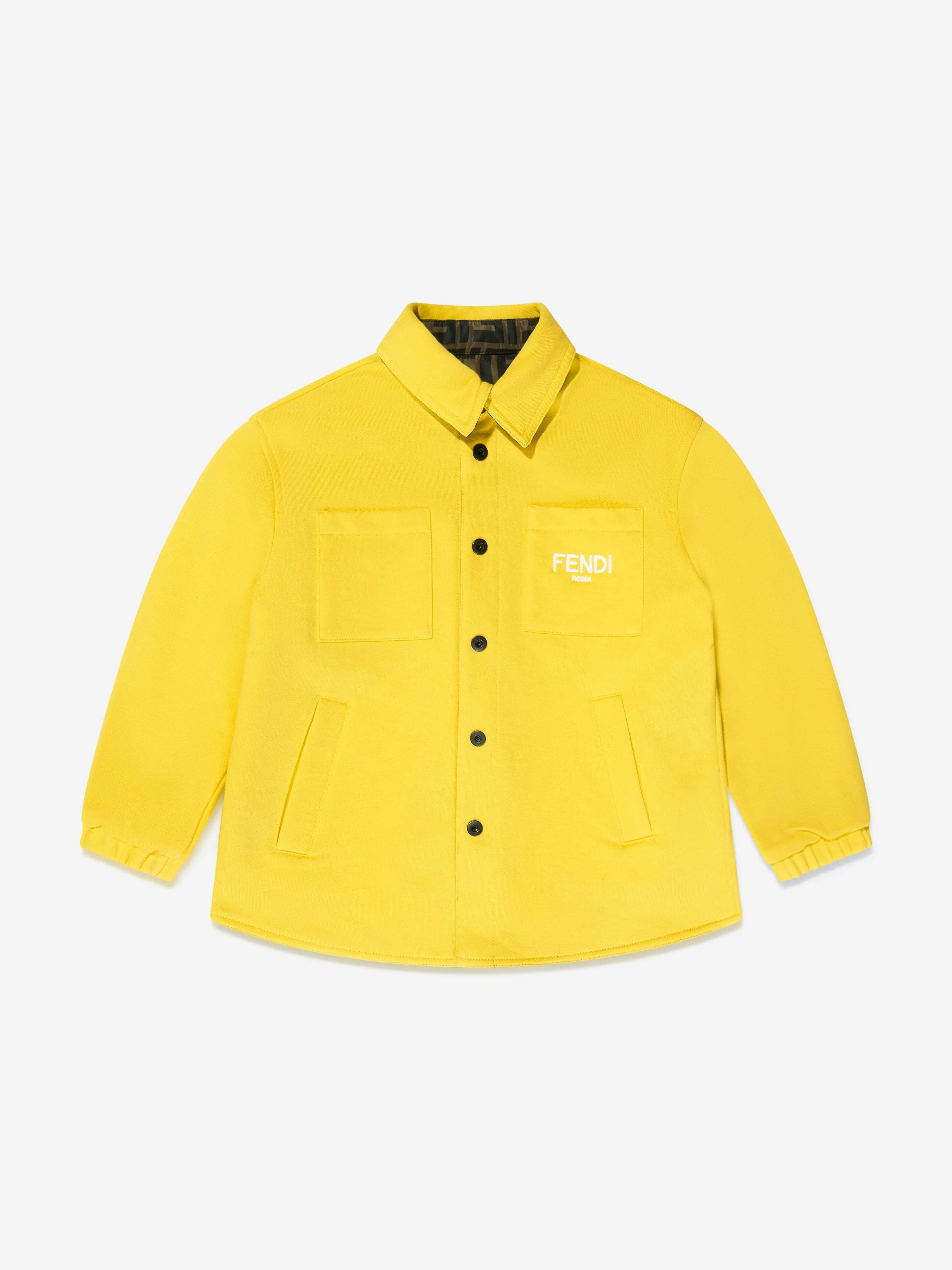 Fendi Kids Reversible FF Logo Shacket in Yellow