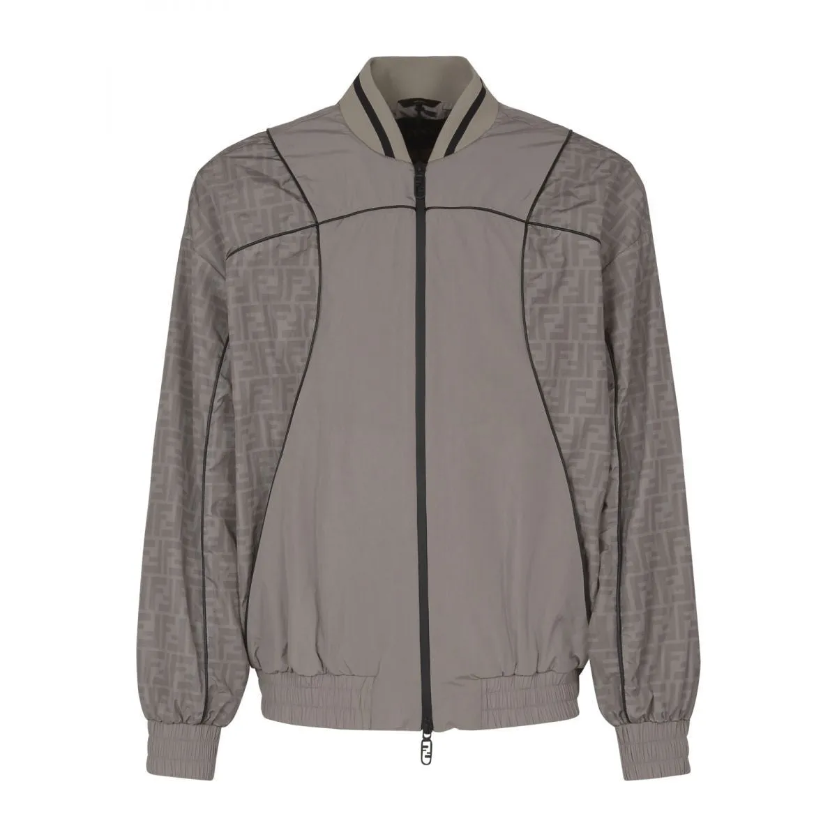 FENDI Stone and Ebony Men's Bomber Jacket for SS24