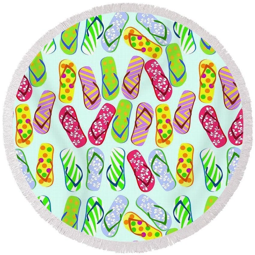 Flip Flop Kinda Girl Round Beach Towel