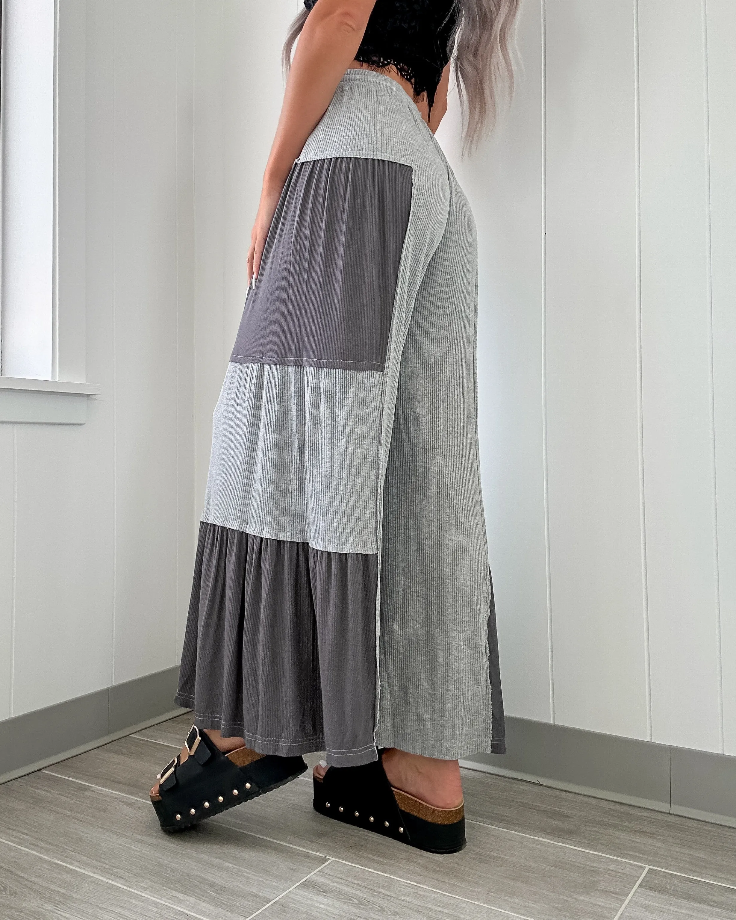 Flirty Feeling Colorblock Pants - Grey