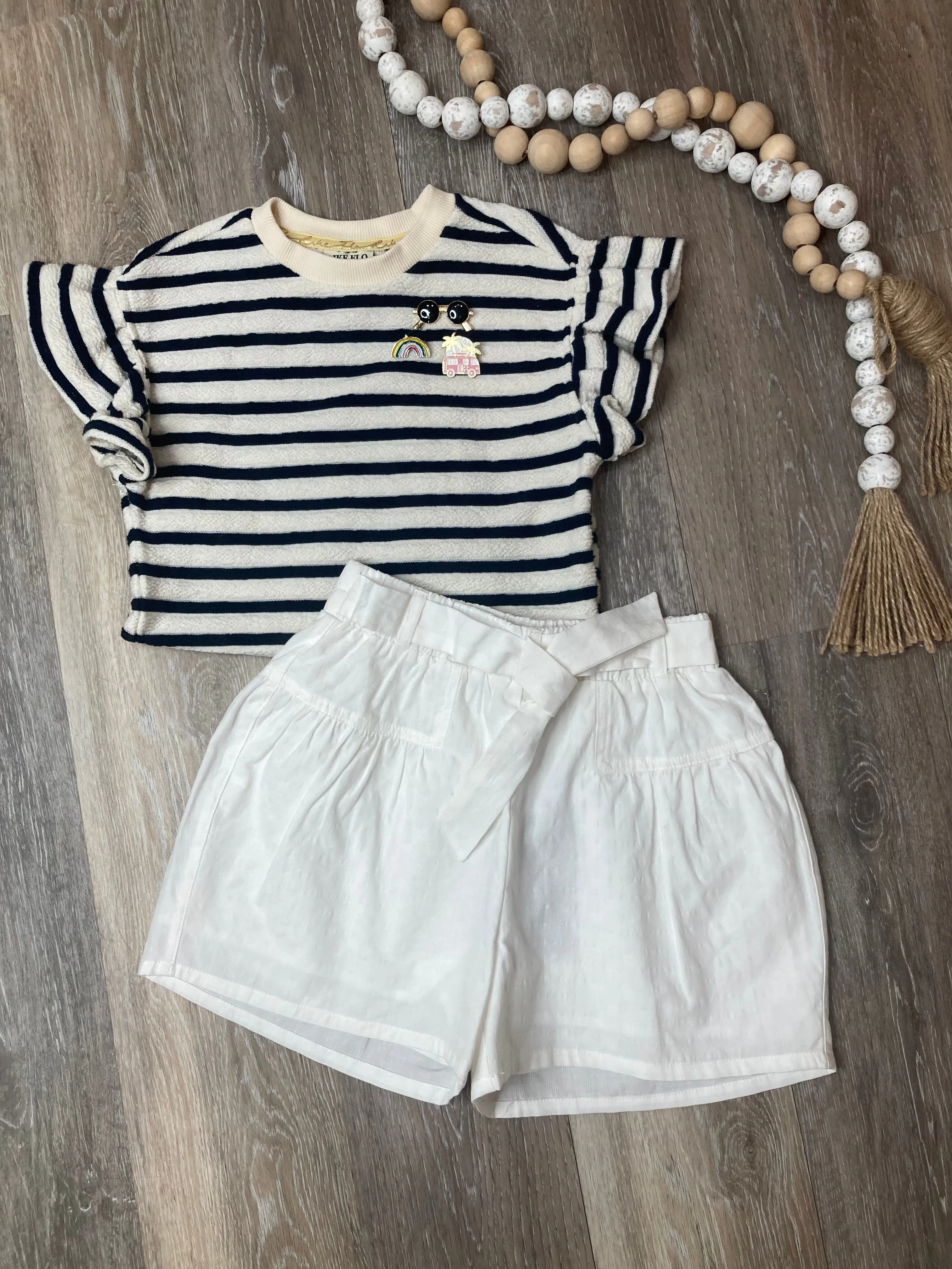 FLO White Belted Textured Skort