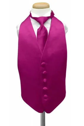 Fuchsia Luxury Satin Kids Tuxedo Vest