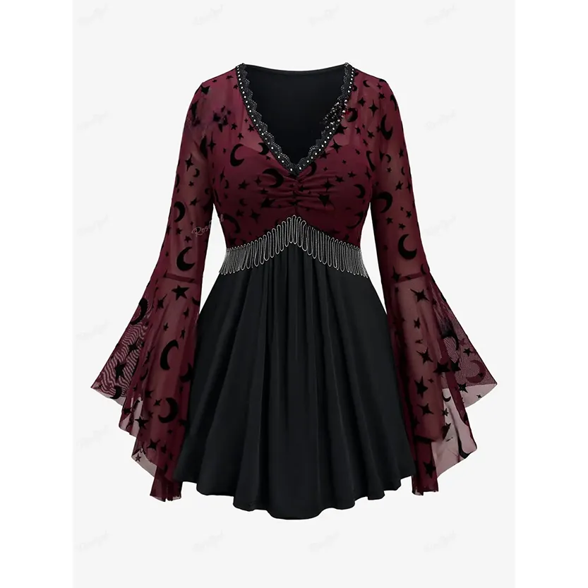 Funki Buys | Shirts | Women's Elegant Chiffon Steampunk Shirt