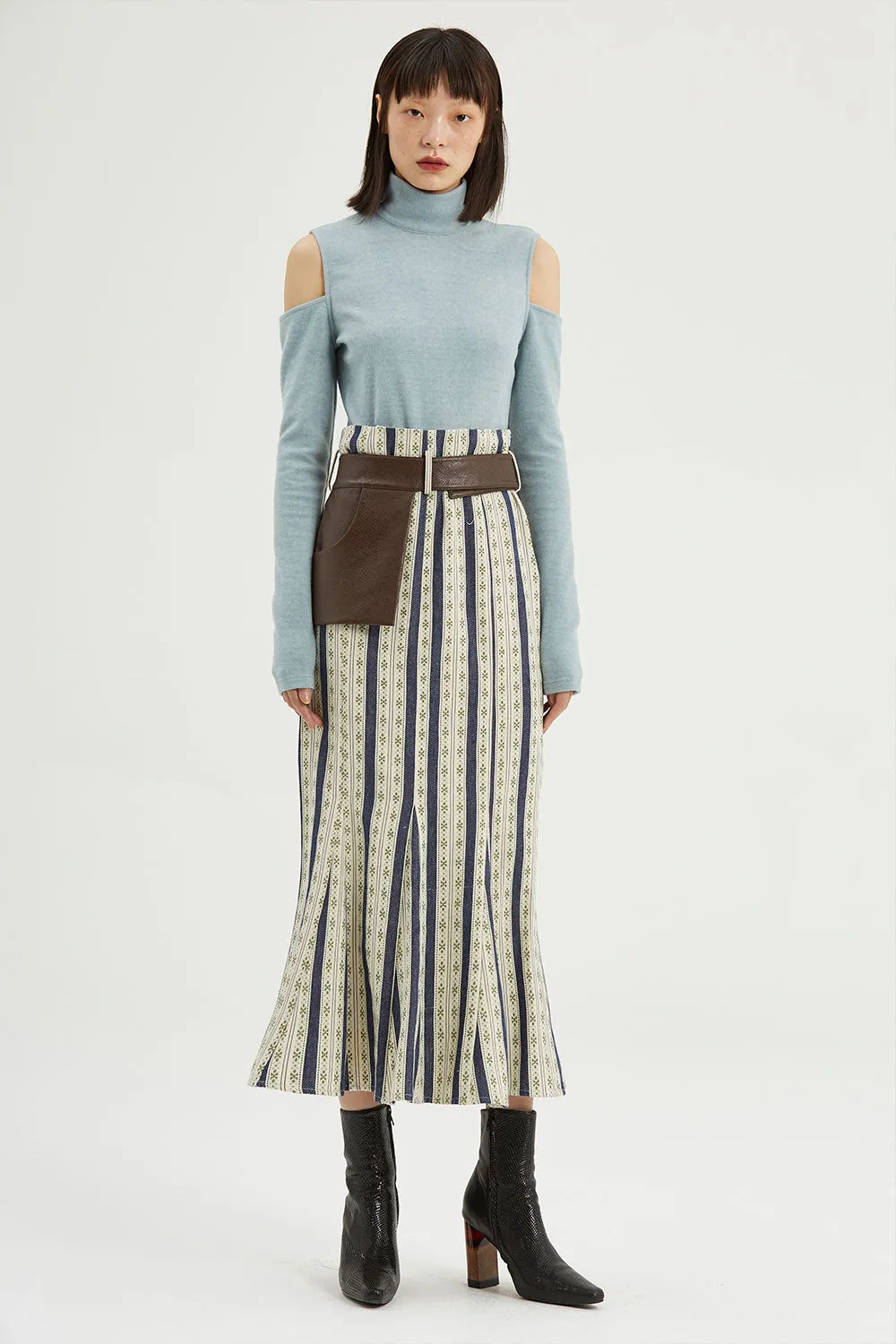 Fussed | Old-fashioned Blue Jacquard Pleated Skirt