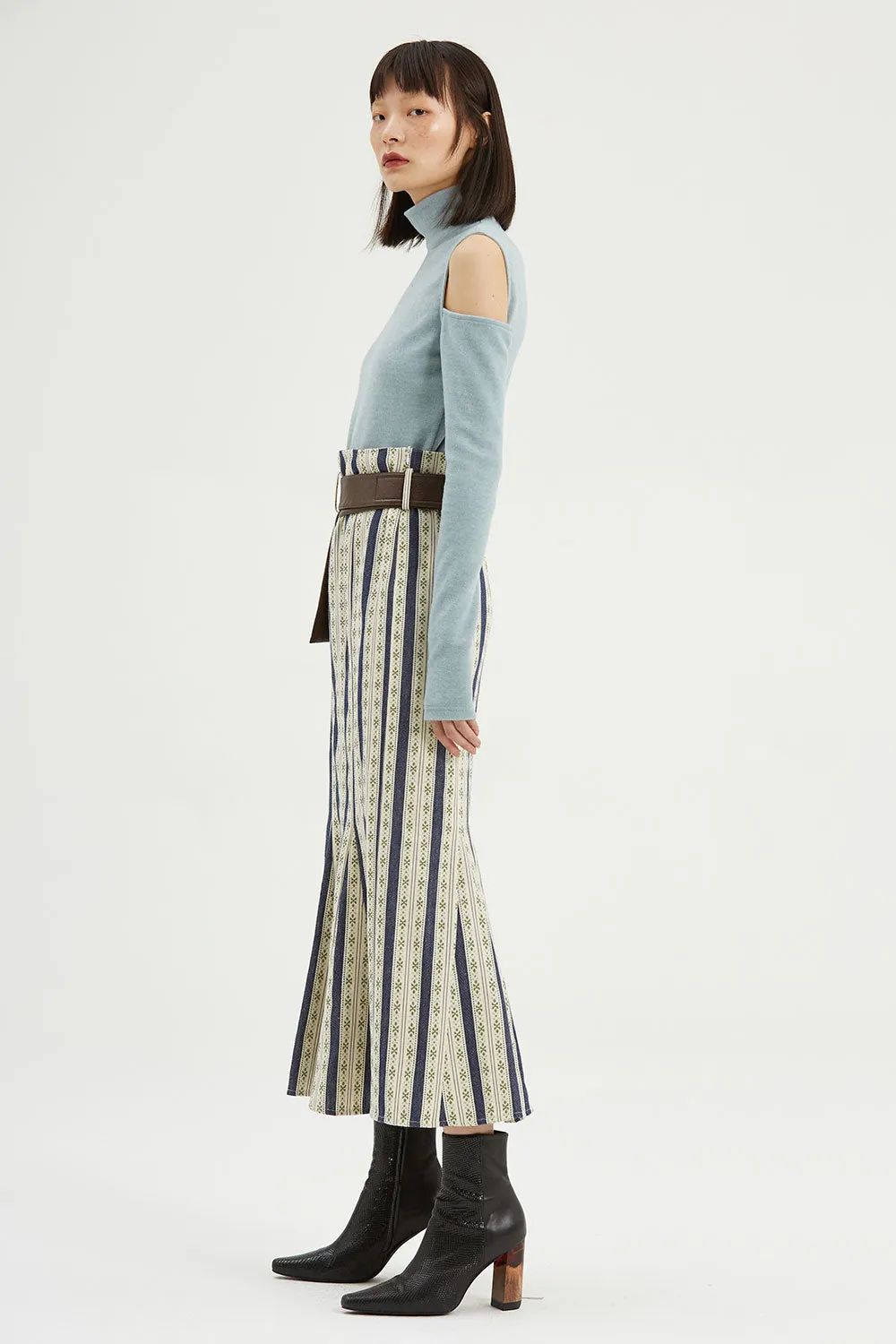 Fussed | Old-fashioned Blue Jacquard Pleated Skirt