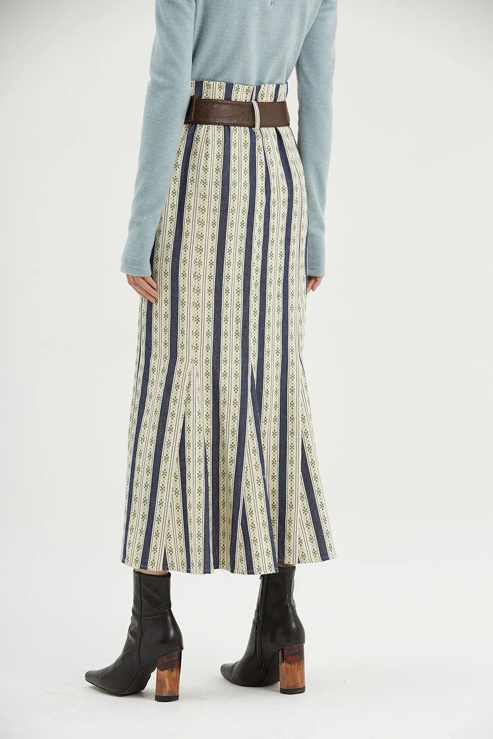 Fussed | Old-fashioned Blue Jacquard Pleated Skirt