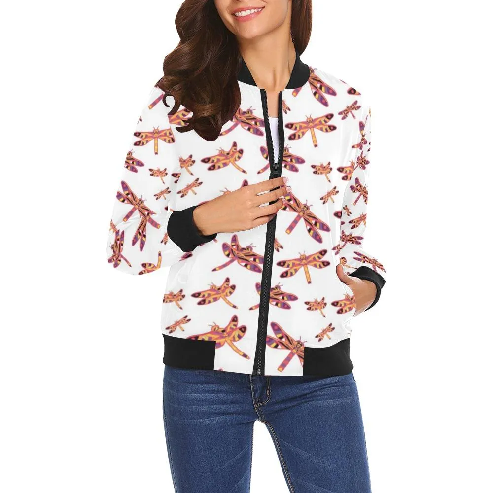 Gathering White Bomber Jacket for Women