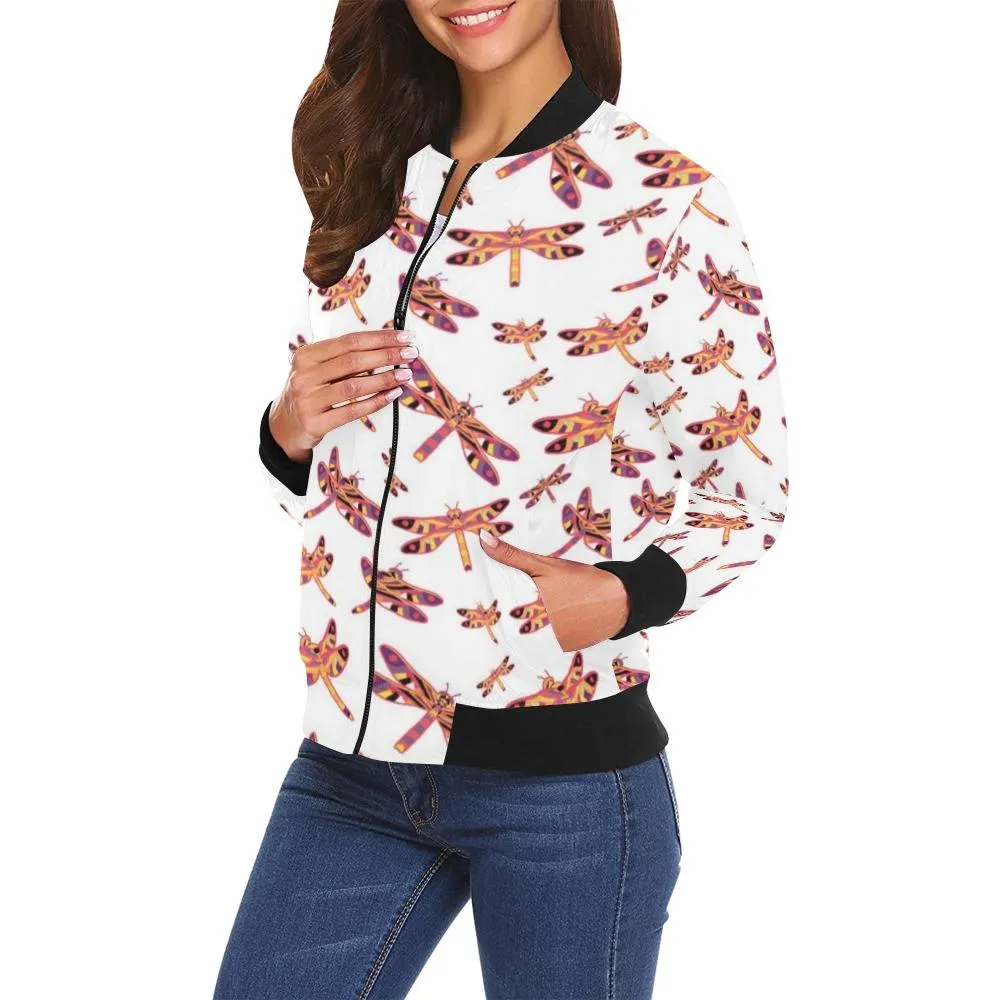 Gathering White Bomber Jacket for Women