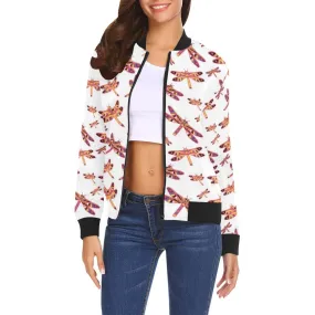 Gathering White Bomber Jacket for Women