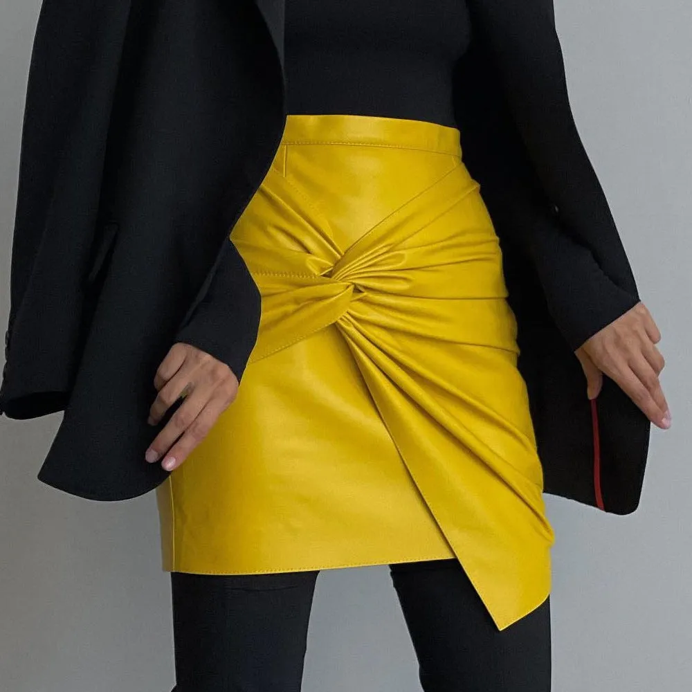 Girlary-shop concert outfit dress to impress Women's Clothing 2024 Autumn and Winter New Street Fashion Pleated Hip Skirt Leather Skirt