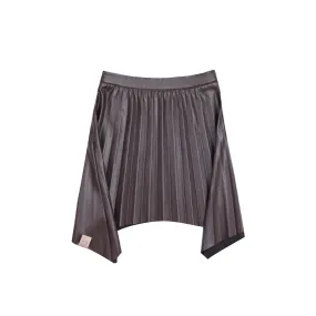 Girls Faux Leather Hi-Low Pleated Skirt - Brown