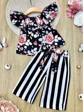 Girls Let's Pick Some Flowers Top and Palazzo Pants Set