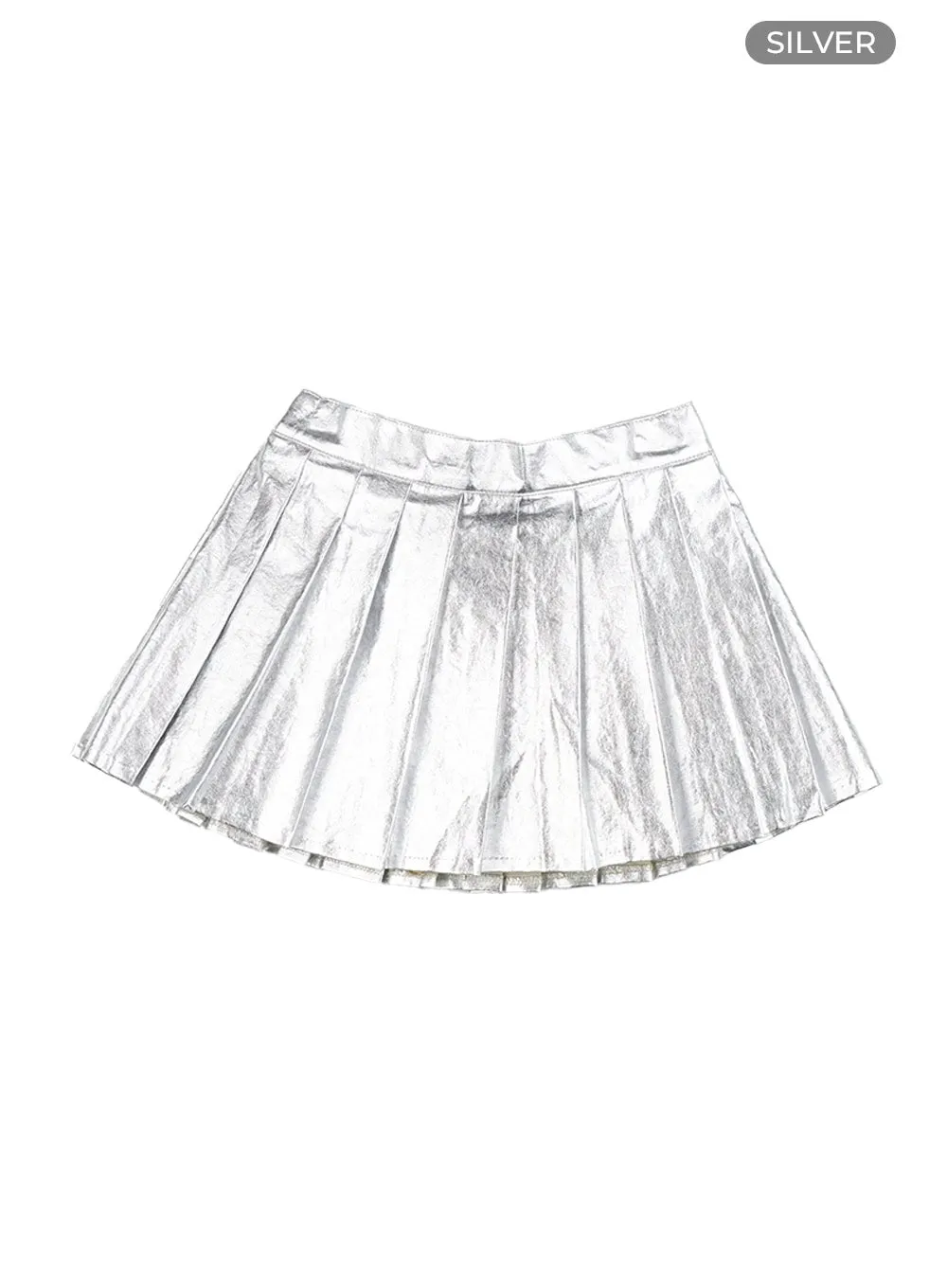 Glossy Faux Leather Pleated Mini Skirt CG430