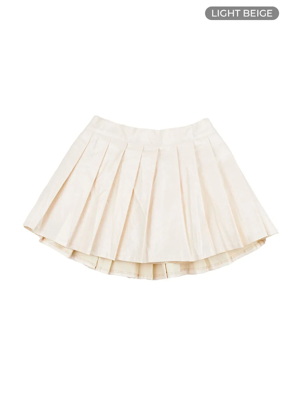 Glossy Faux Leather Pleated Mini Skirt CG430