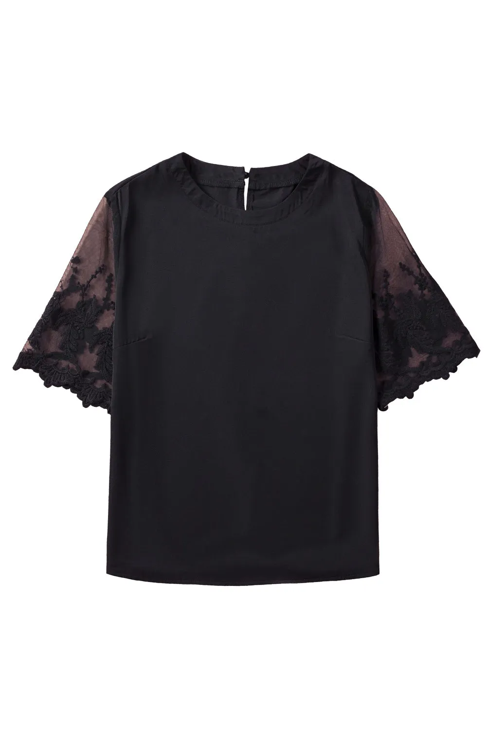 Gothic Outlaws Black Sheer Flower Lace Short Sleeve Top 🌹 – Summer Just Got a Whole Lot Sexier