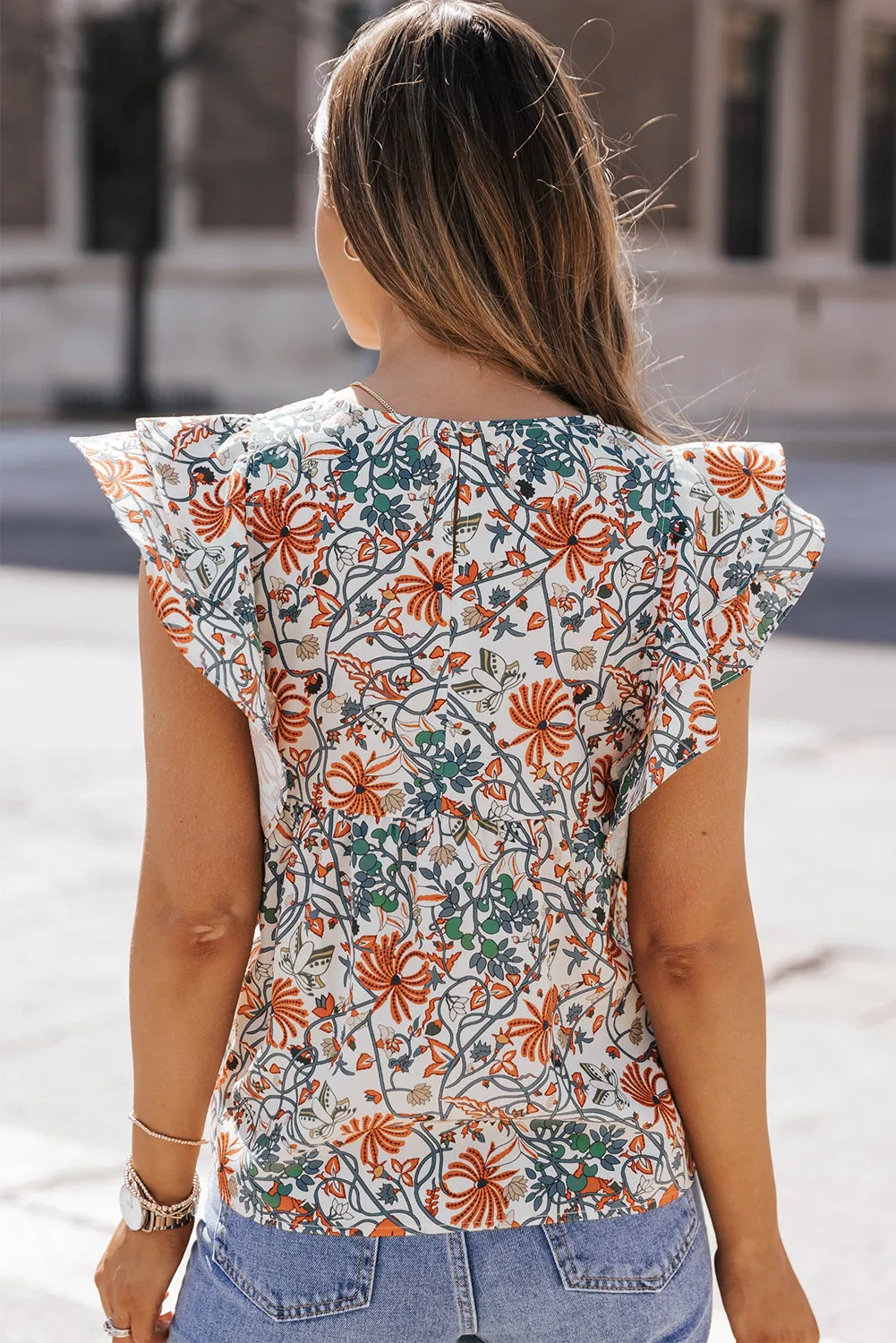 Gothic Outlaws Multicolor Boho Floral Print Ruffled Sleeve Blouse 🌸 – Effortlessly Chic, Unapologetically Bold