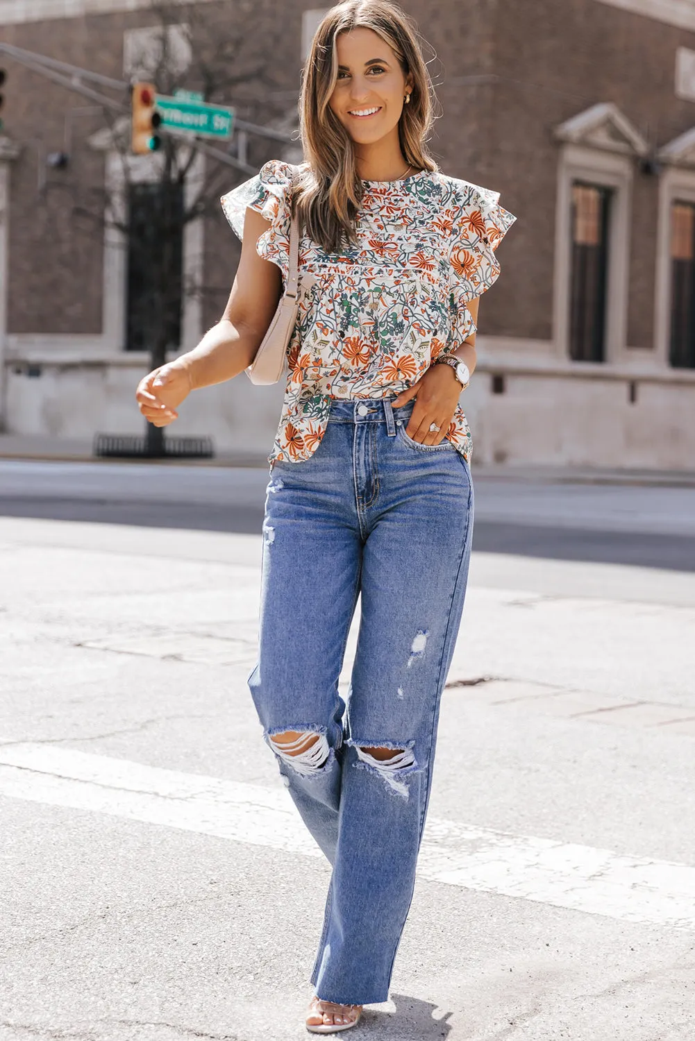 Gothic Outlaws Multicolor Boho Floral Print Ruffled Sleeve Blouse 🌸 – Effortlessly Chic, Unapologetically Bold