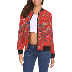 Grandmother Stories Fire All Over Print Bomber Jacket for Women