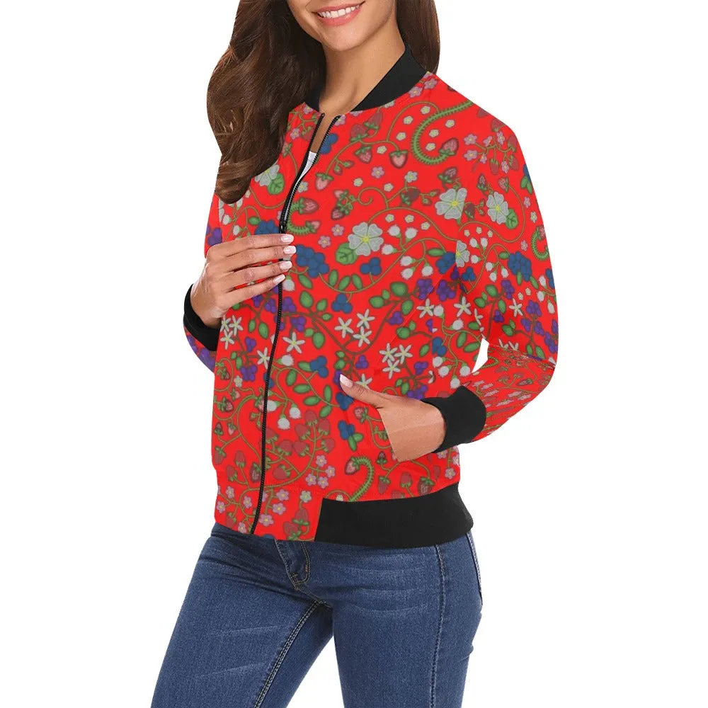 Grandmother Stories Fire All Over Print Bomber Jacket for Women