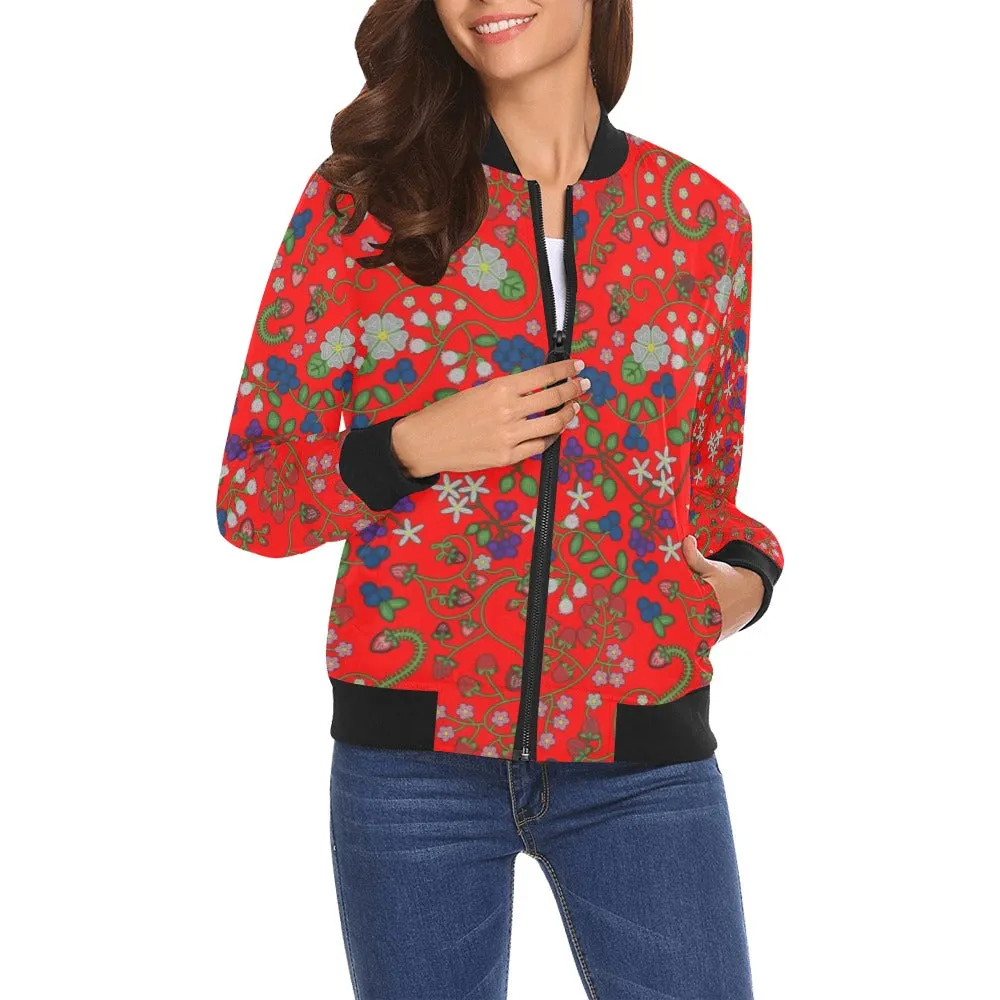 Grandmother Stories Fire All Over Print Bomber Jacket for Women