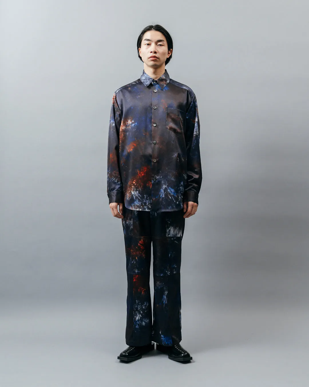 GRAPHIC PRINT PANEL EASY PANTS .09【DEEP BLUE】