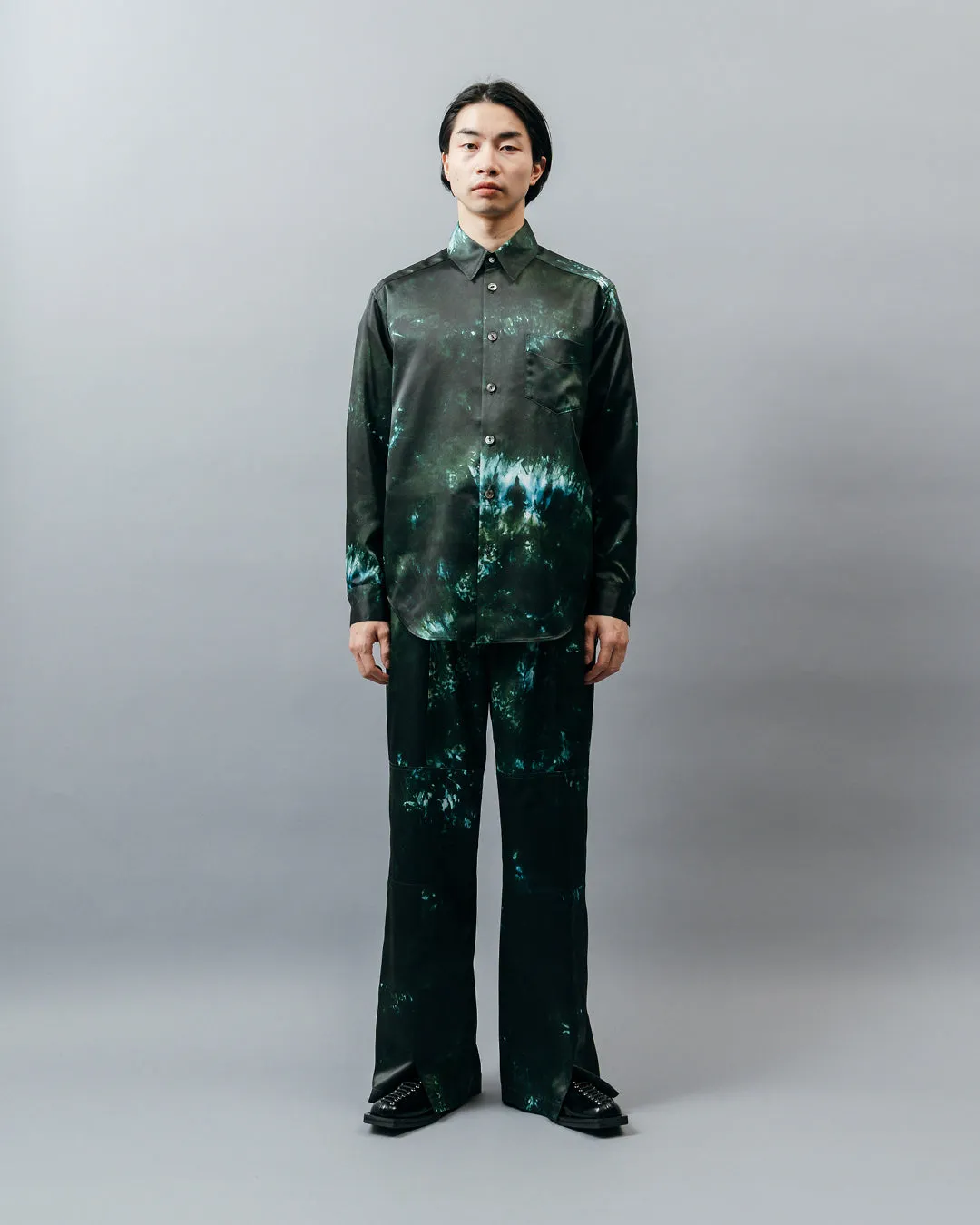 GRAPHIC PRINT PANEL EASY PANTS .09【GREEN GEM】