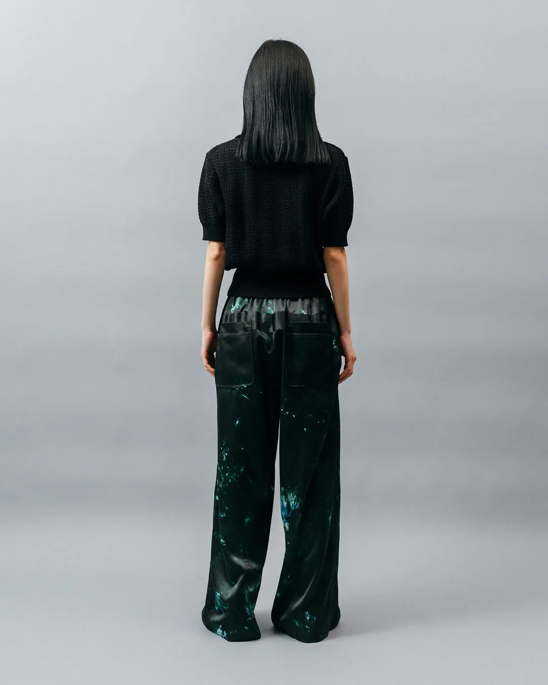 GRAPHIC PRINT PANEL EASY PANTS .09【GREEN GEM】