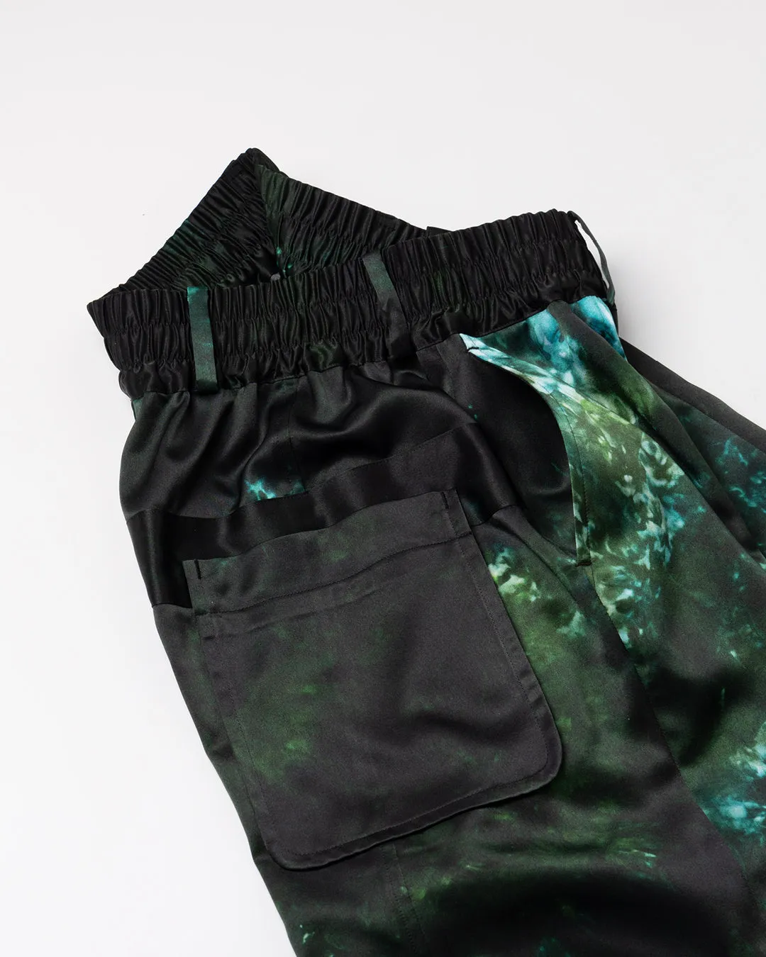 GRAPHIC PRINT PANEL EASY PANTS .09【GREEN GEM】