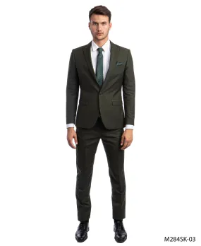 Green 2 PC Solid Suit - Slim Fit