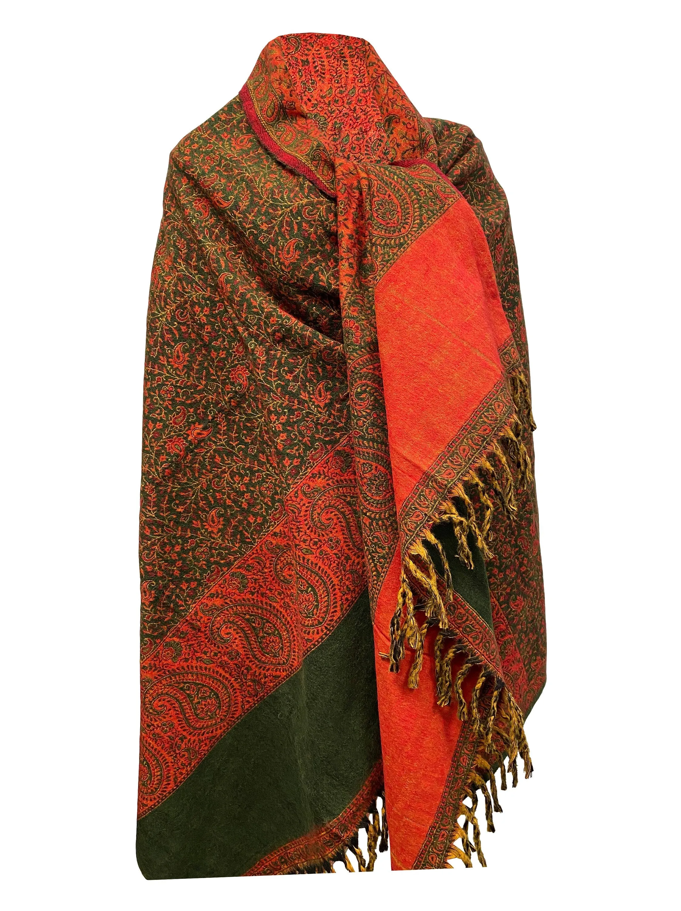 Green orange colour Scarf Yak Wool yoga blanket stole unisex Travel Wrap Meditation Soft Shawl special Gift for all