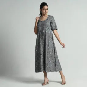 Grey - Pochampally Double Ikat Weave Cotton Dress