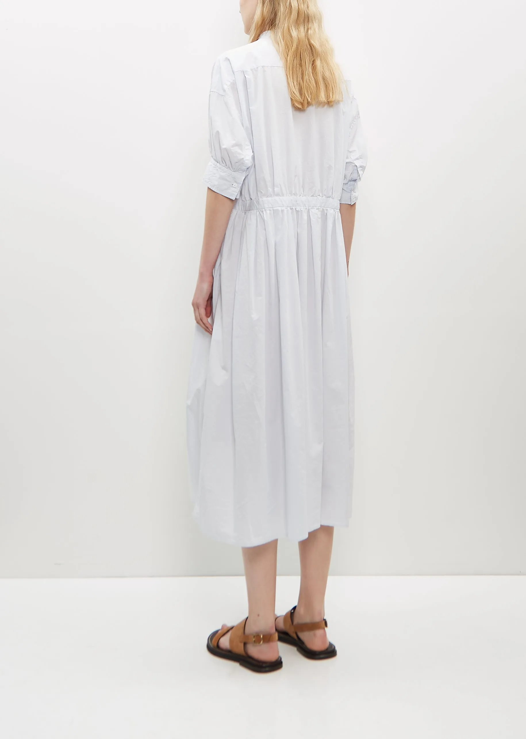 Half Bishop Sleeve String Dress — Smoke Saxe Blue