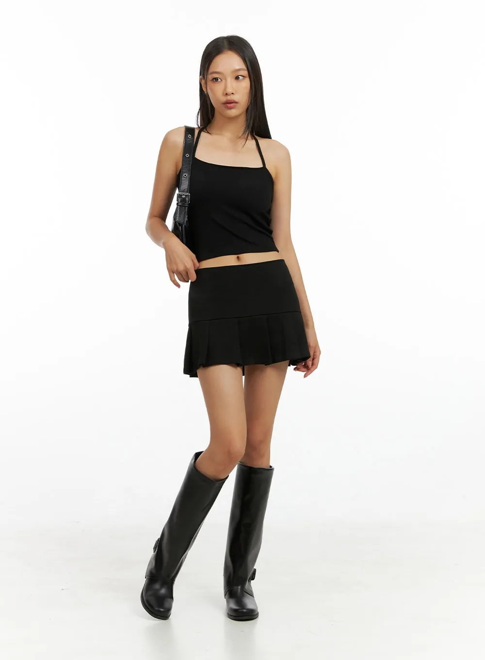 Half Pleated Mini Skirt IG405