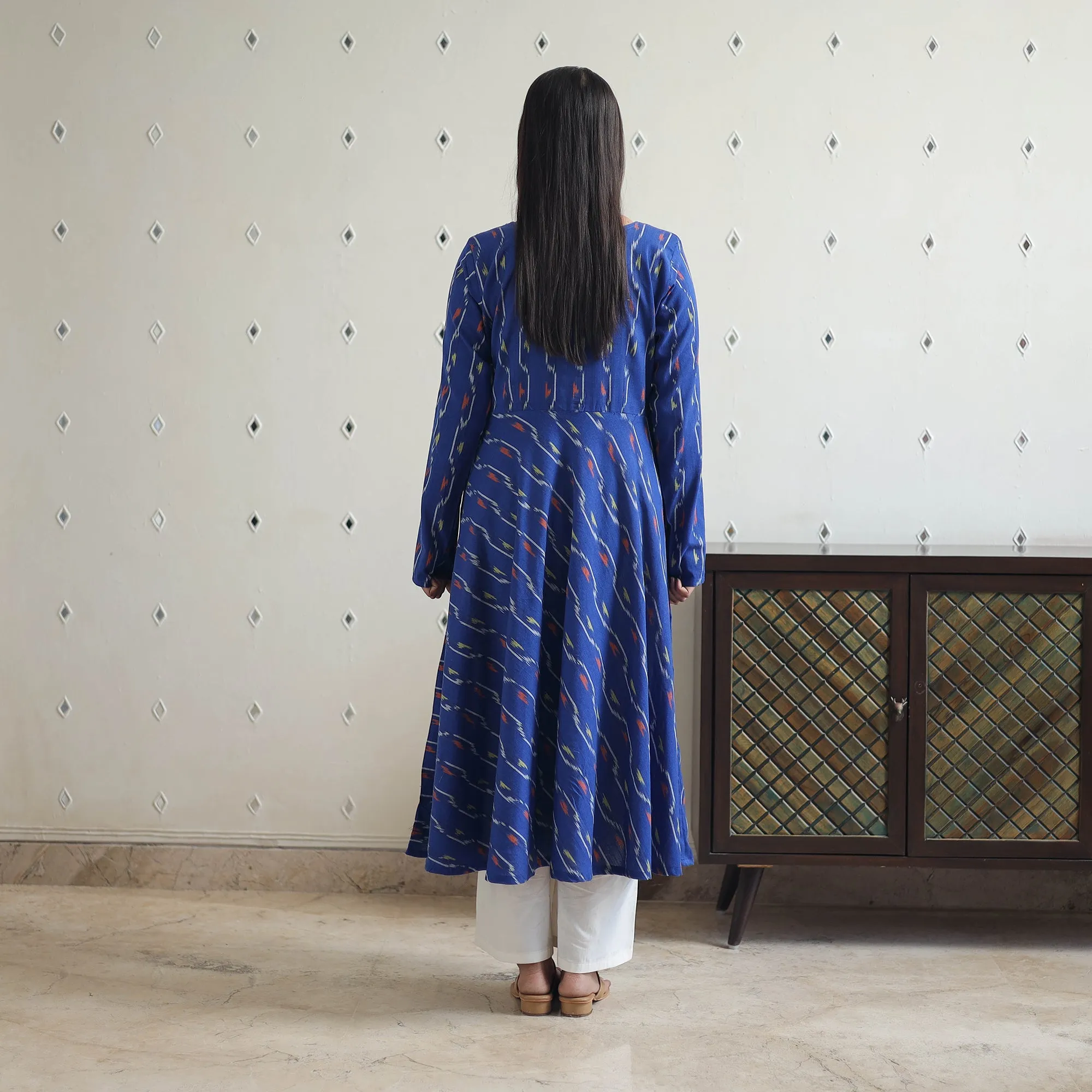 Handloom Cotton Flared Pochampally Ikat Kurta 12