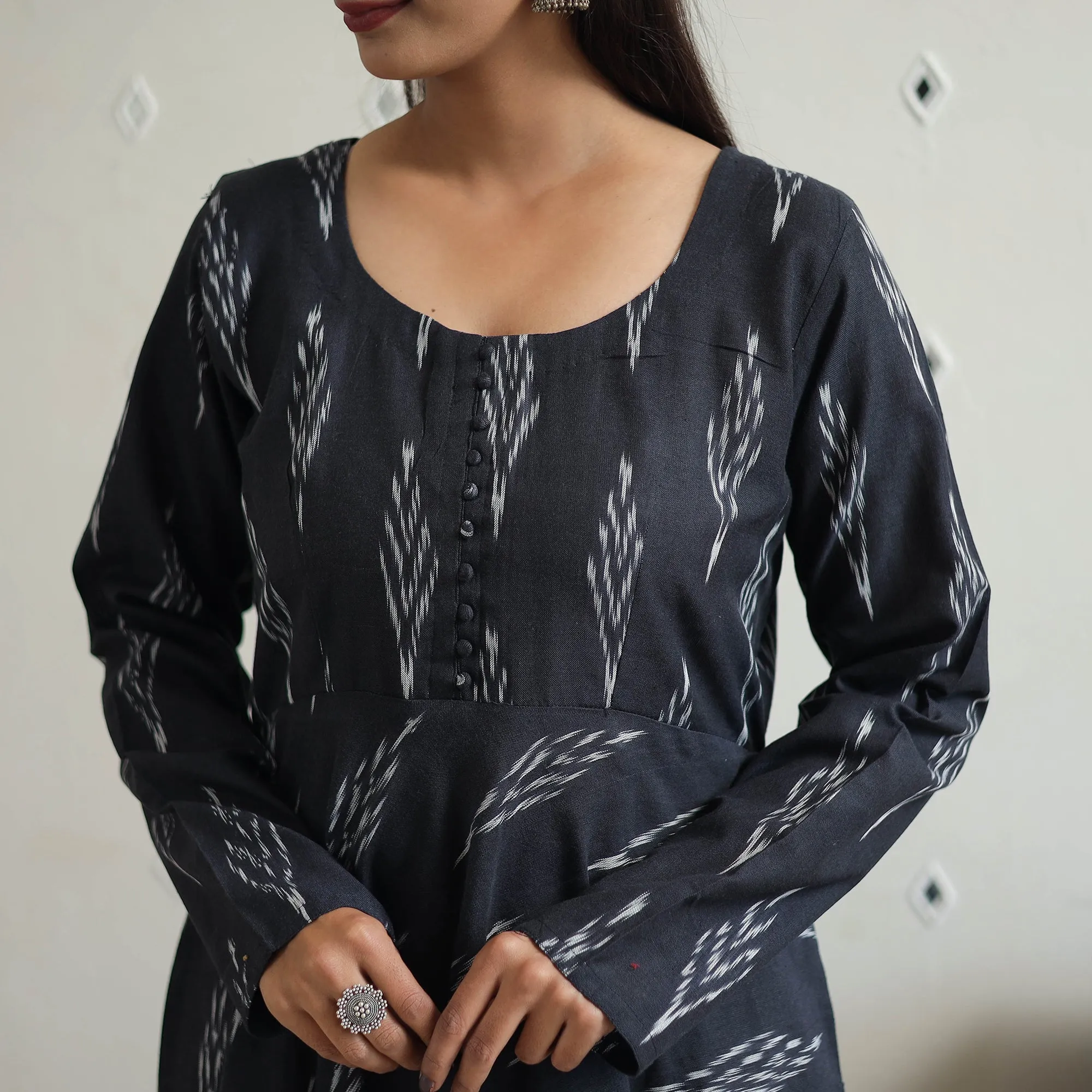 Handloom Cotton Flared Pochampally Ikat Kurta 14