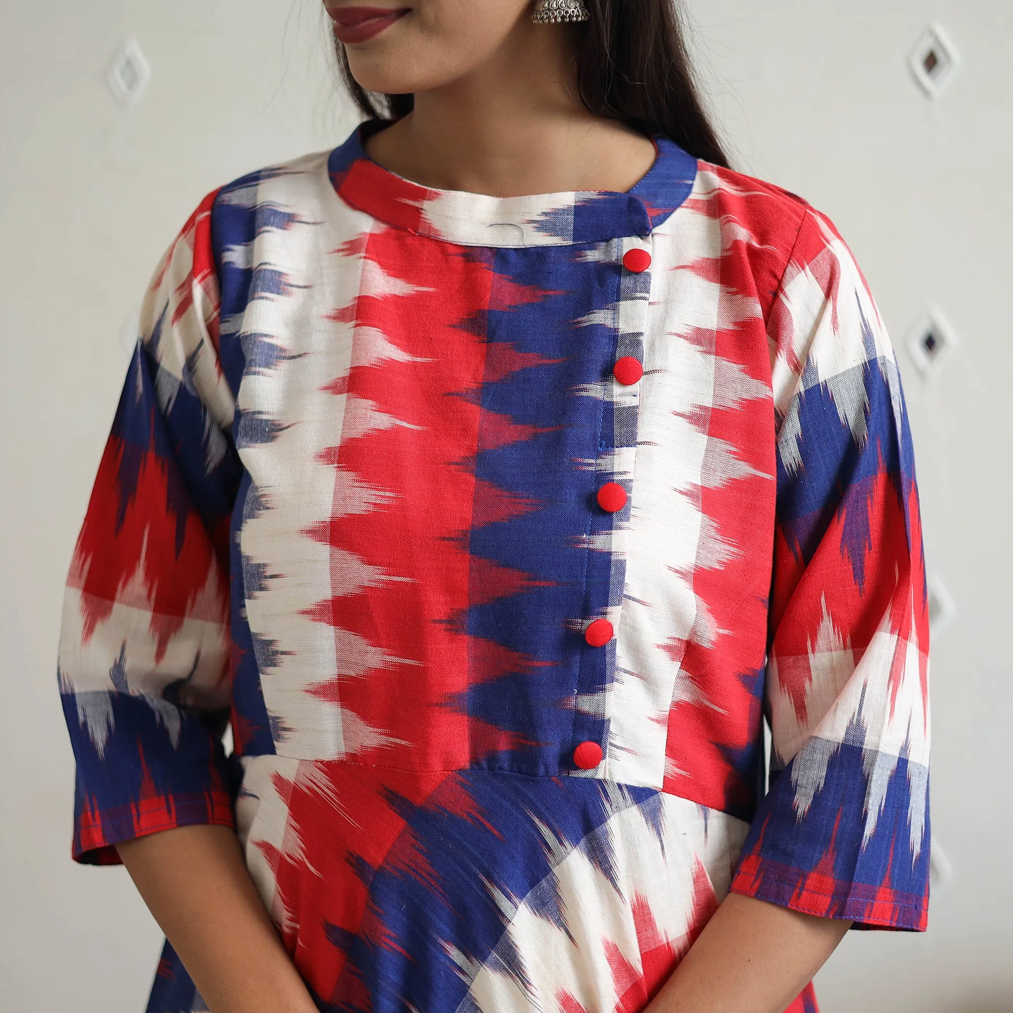 Handloom Cotton Flared Pochampally Ikat Kurta 19