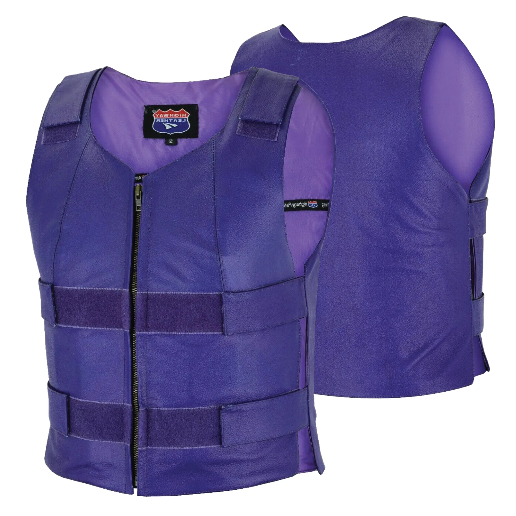 HL14945Purple Passionate Purple Women Bullet Proof style Leather Motorcycle Vest-bikers Club